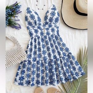Floral Blue and White Summer Dress